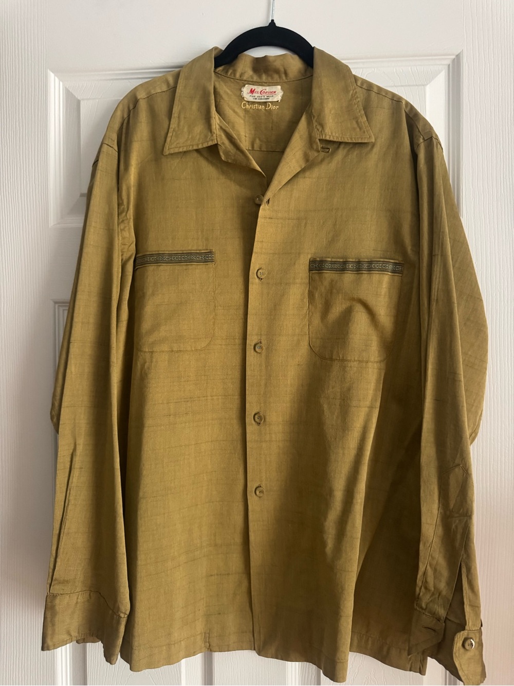 VTG 60’s Christian Dior Olive Green Button-Up Shirt